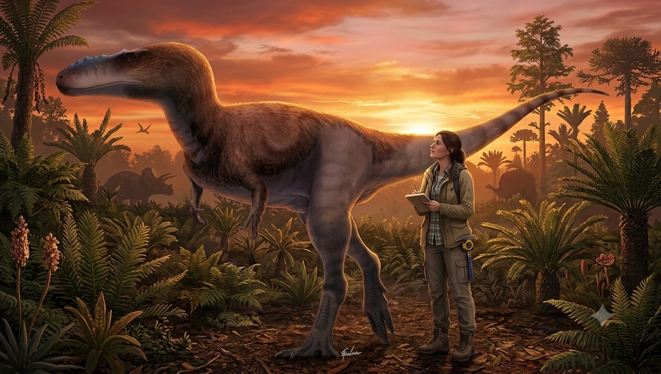 Alioramus (Alioramus remotus) rekonstrukciós illusztráció