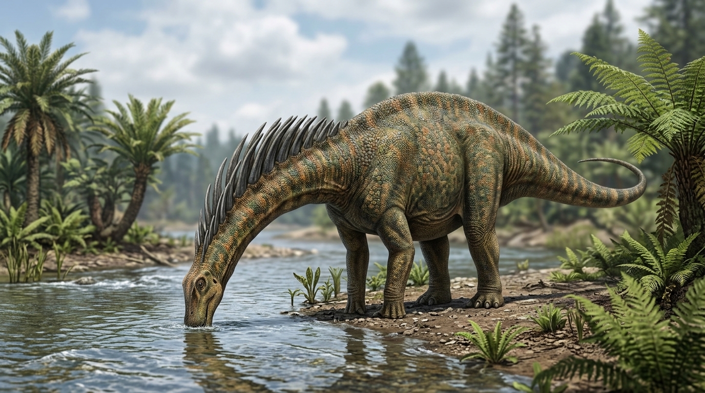 Amargasaurus (Amargasaurus cazaui) rekonstrukciós illusztráció