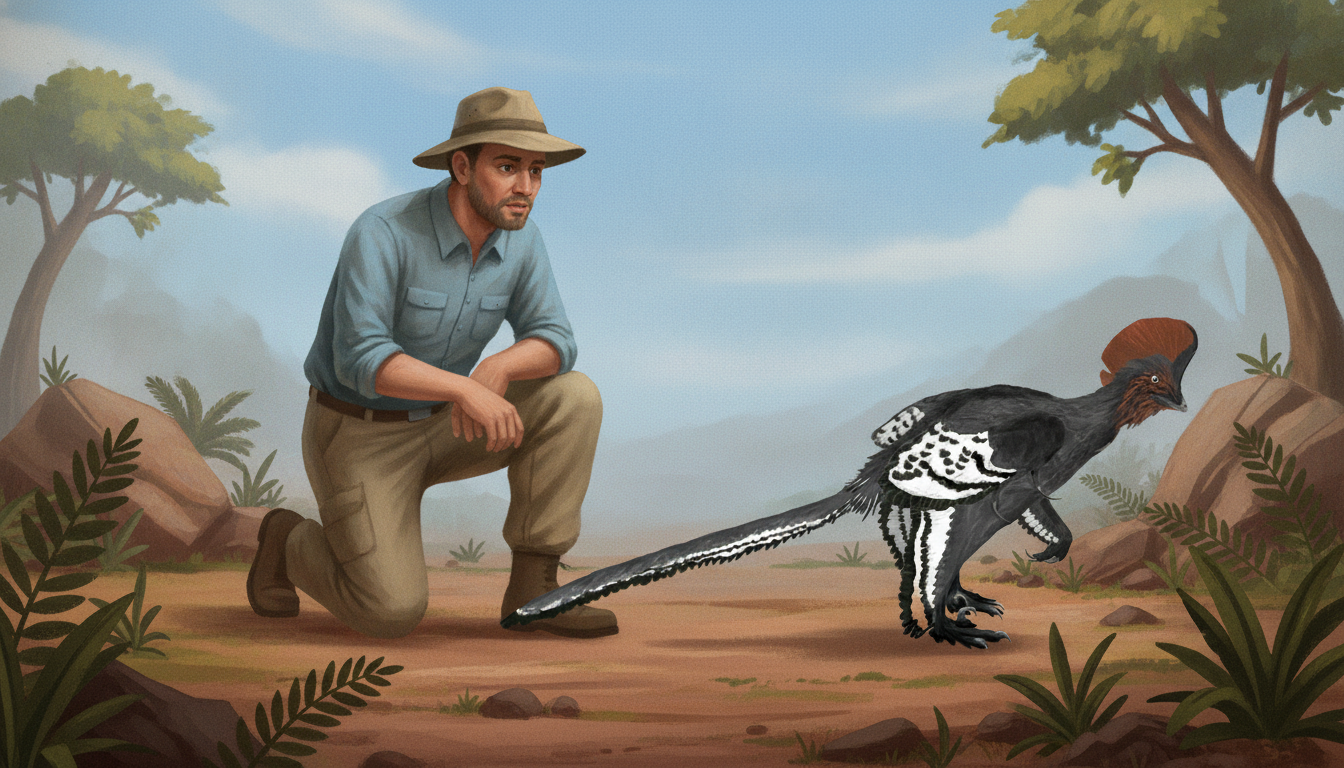 Anchiornis (Anchiornis huxleyi) rekonstrukciós illusztráció