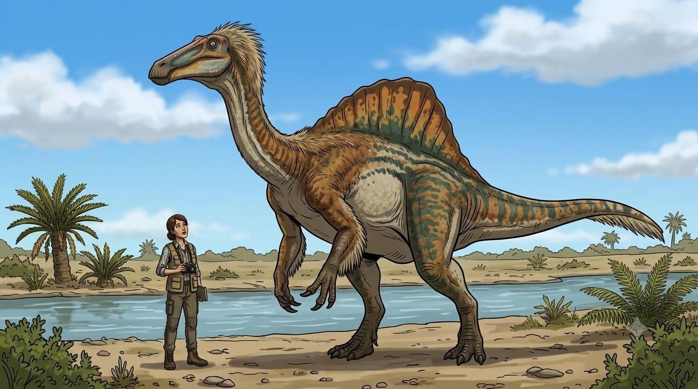 Deinocheirus (Deinocheirus mirificus) rekonstrukciós illusztráció