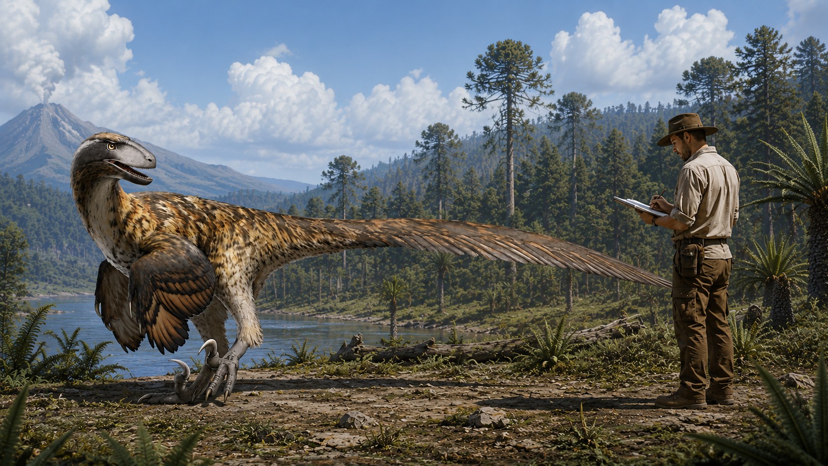 Deinonychus (Deinonychus antirrhopus) rekonstrukciós illusztráció