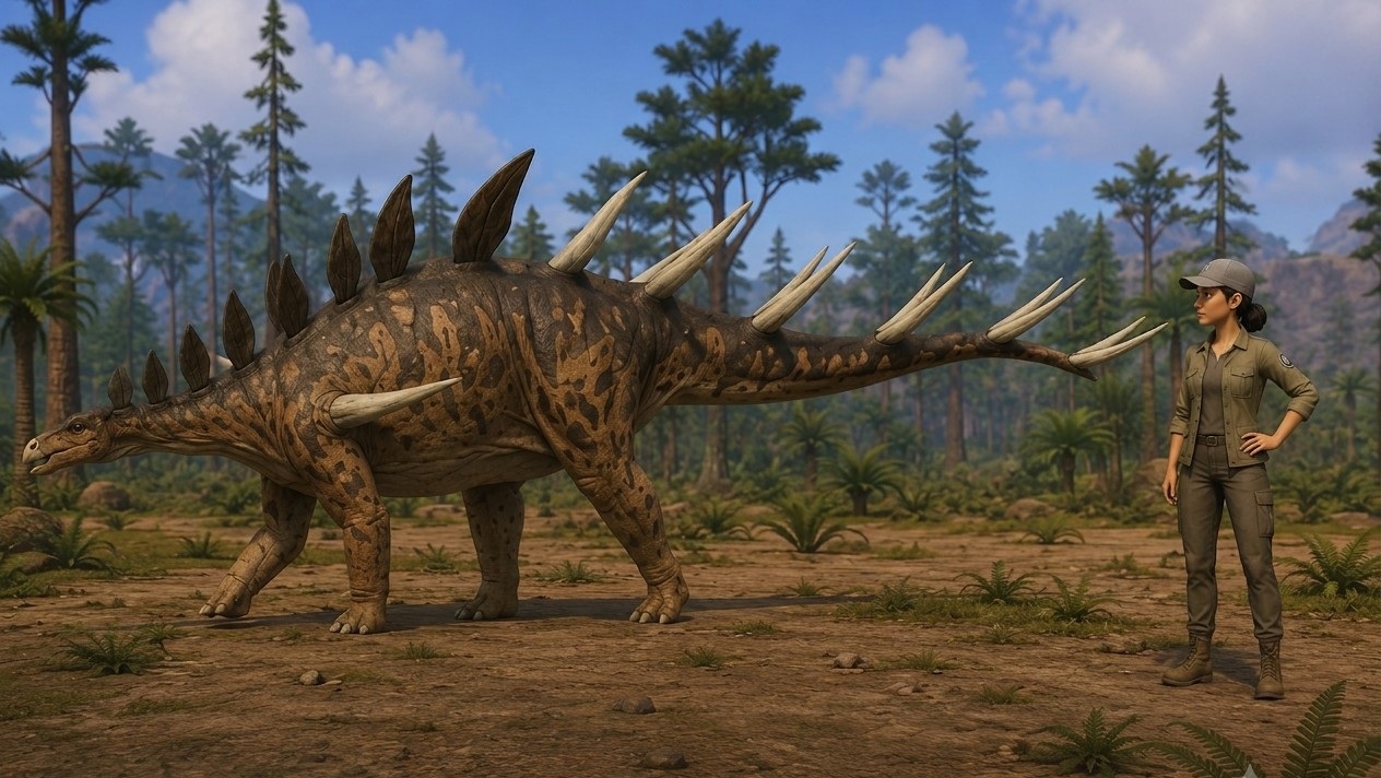 Kentrosaurus (Kentrosaurus aethiopicus) rekonstrukciós illusztráció