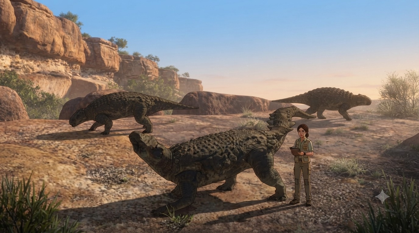 Kunbarrasaurus (Kunbarrasaurus ieversi) rekonstrukciós illusztráció
