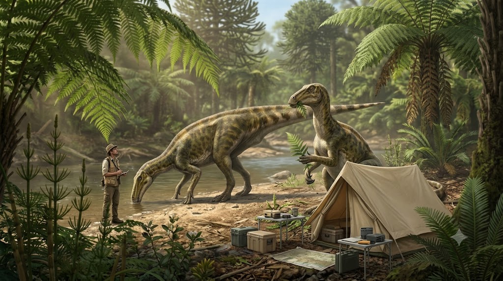 Mantellisaurus (Mantellisaurus atherfieldensis) rekonstrukciós illusztráció