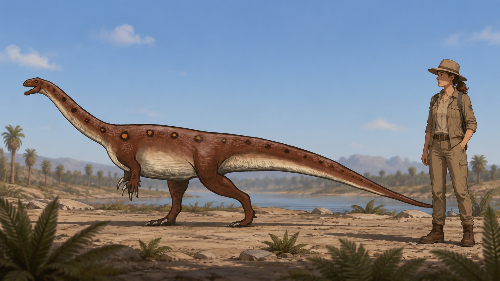 Massospondylus (Massospondylus carinatus) rekonstrukciós illusztráció