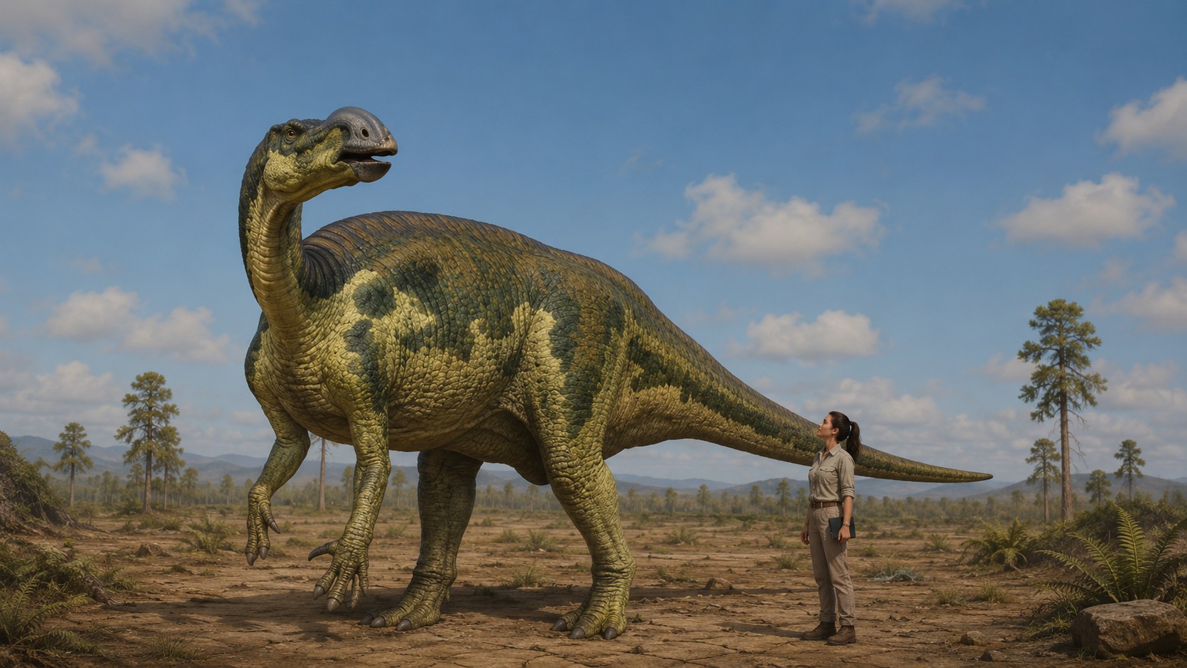 Muttaburrasaurus (Muttaburrasaurus langdoni) rekonstrukciós illusztráció