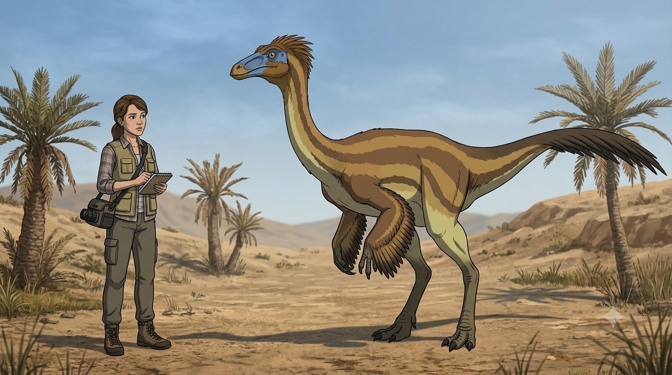 Ornithomimus (Ornithomimus velox) rekonstrukciós illusztráció