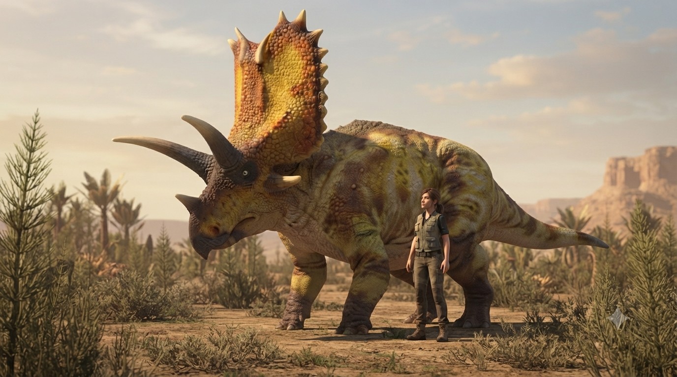 Pentaceratops (Pentaceratops sternbergii) rekonstrukciós illusztráció