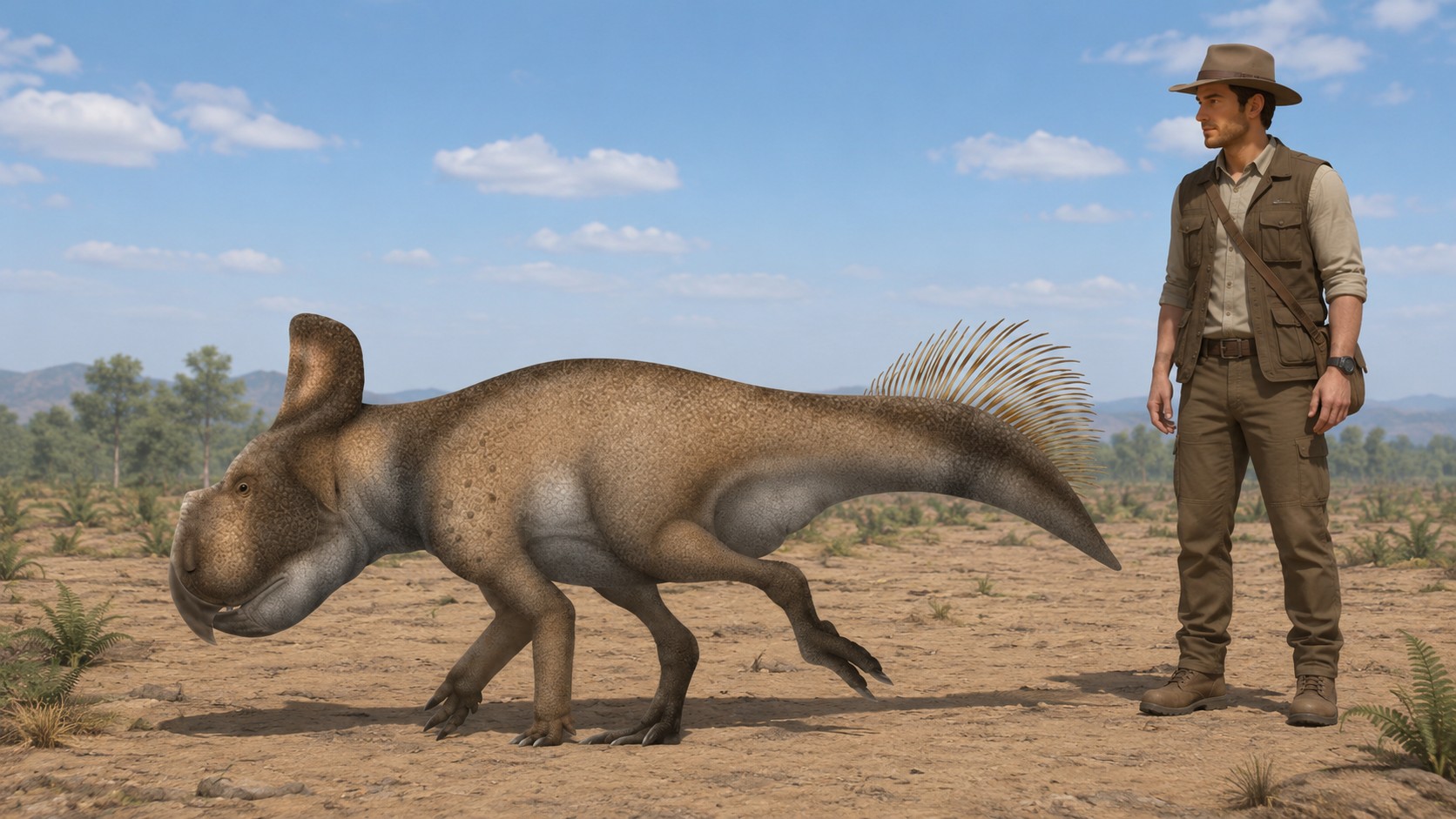 Protoceratops (Protoceratops andrewsi) rekonstrukciós illusztráció