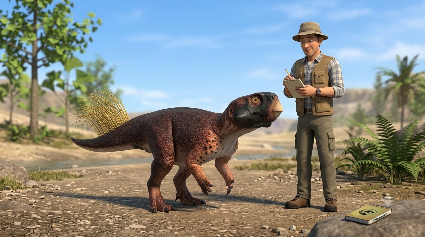 Psittacosaurus (Psittacosaurus mongoliensis) rekonstrukciós illusztráció