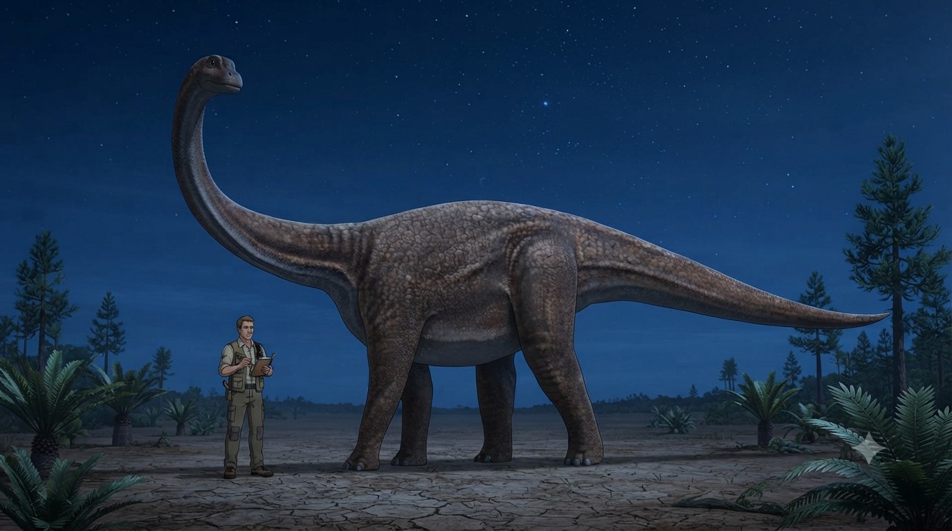 Rhoetosaurus (Rhoetosaurus brownei) rekonstrukciós illusztráció