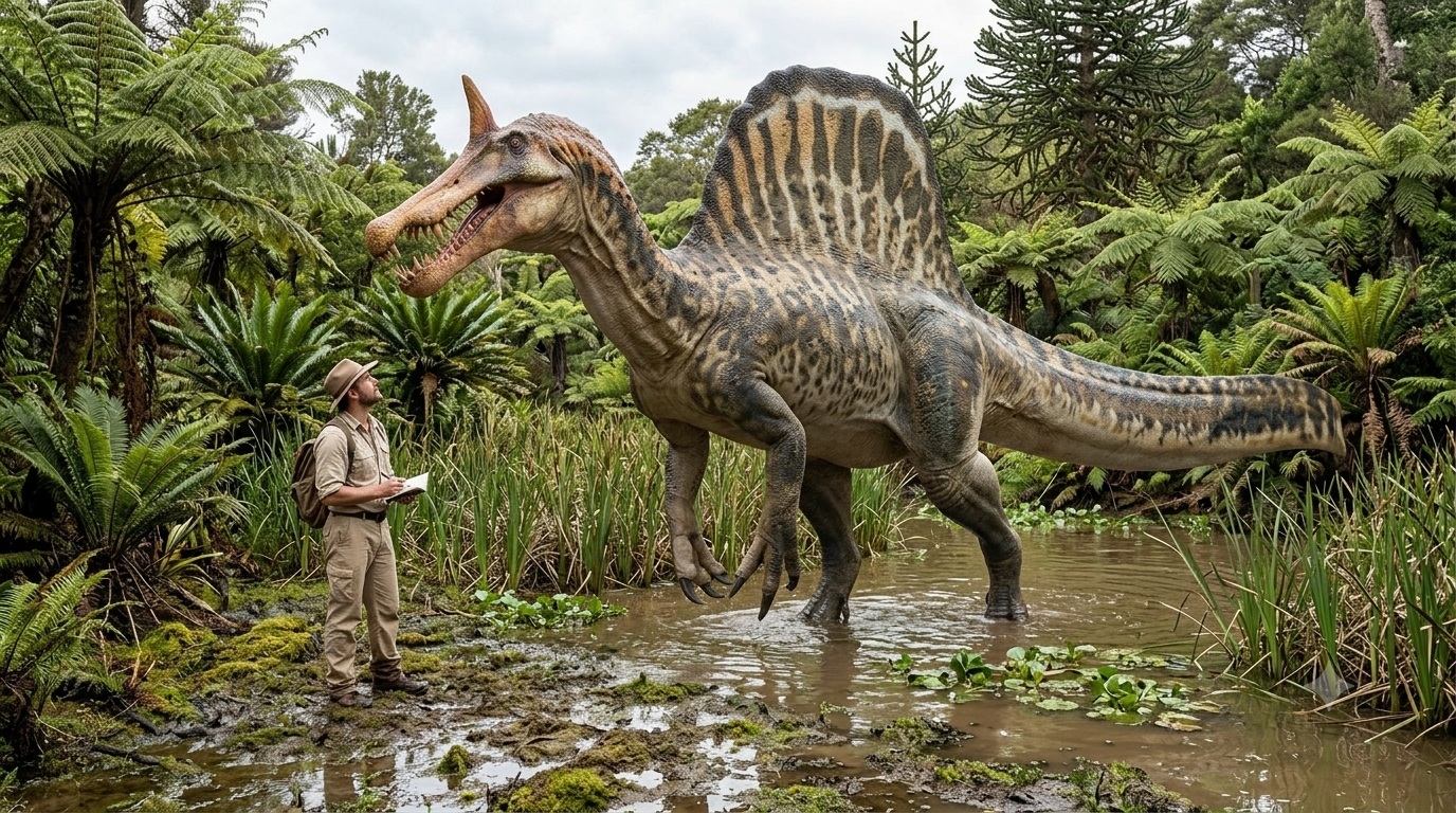 Spinosaurus (Spinosaurus aegyptiacus) rekonstrukciós illusztráció