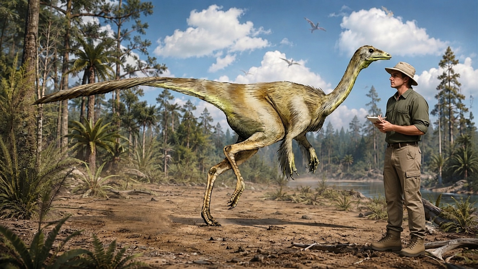 Struthiomimus (Struthiomimus altus) rekonstrukciós illusztráció
