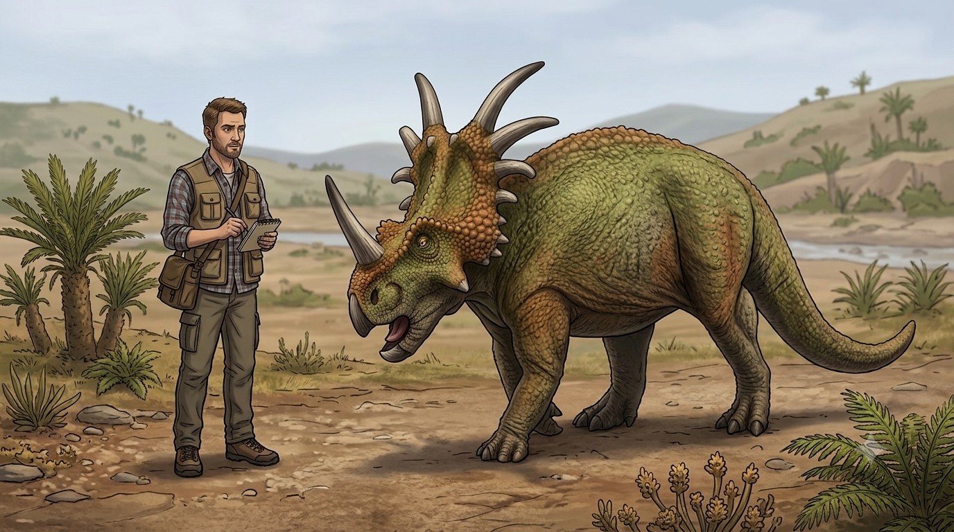 Styracosaurus (Styracosaurus albertensis) rekonstrukciós illusztráció
