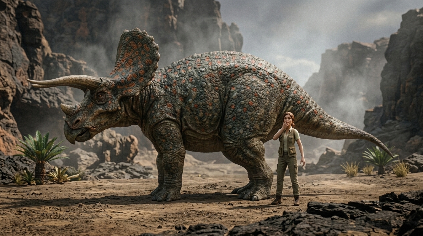 Triceratops (Triceratops horridus) rekonstrukciós illusztráció