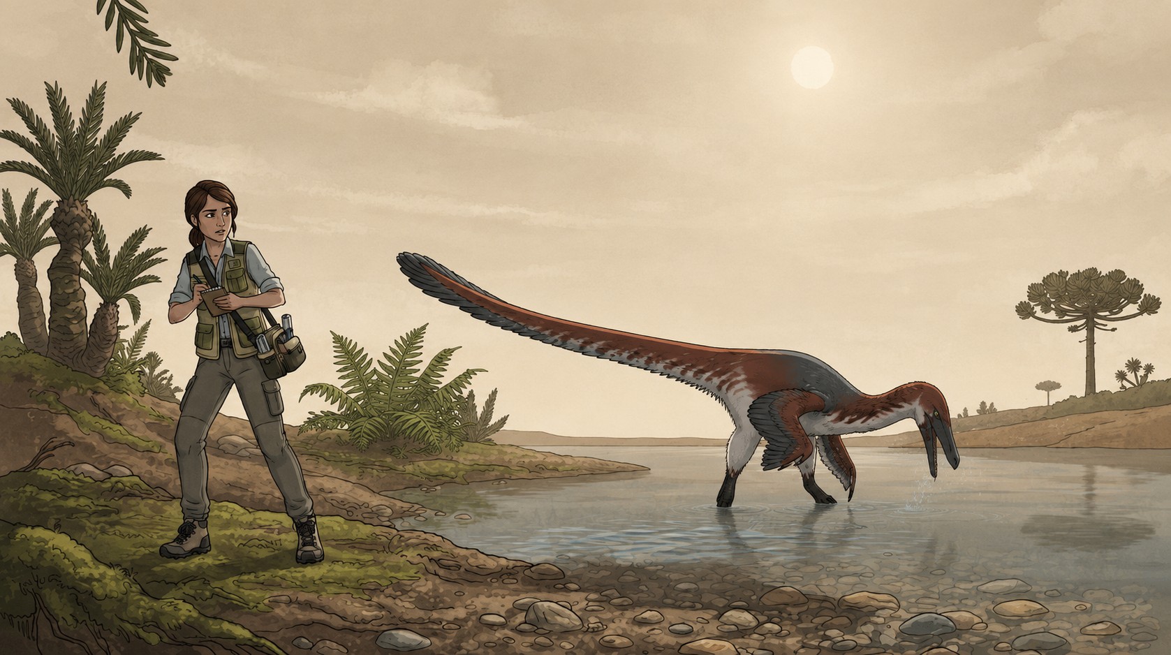 Unenlagia (Unenlagia comahuensis) rekonstrukciós illusztráció