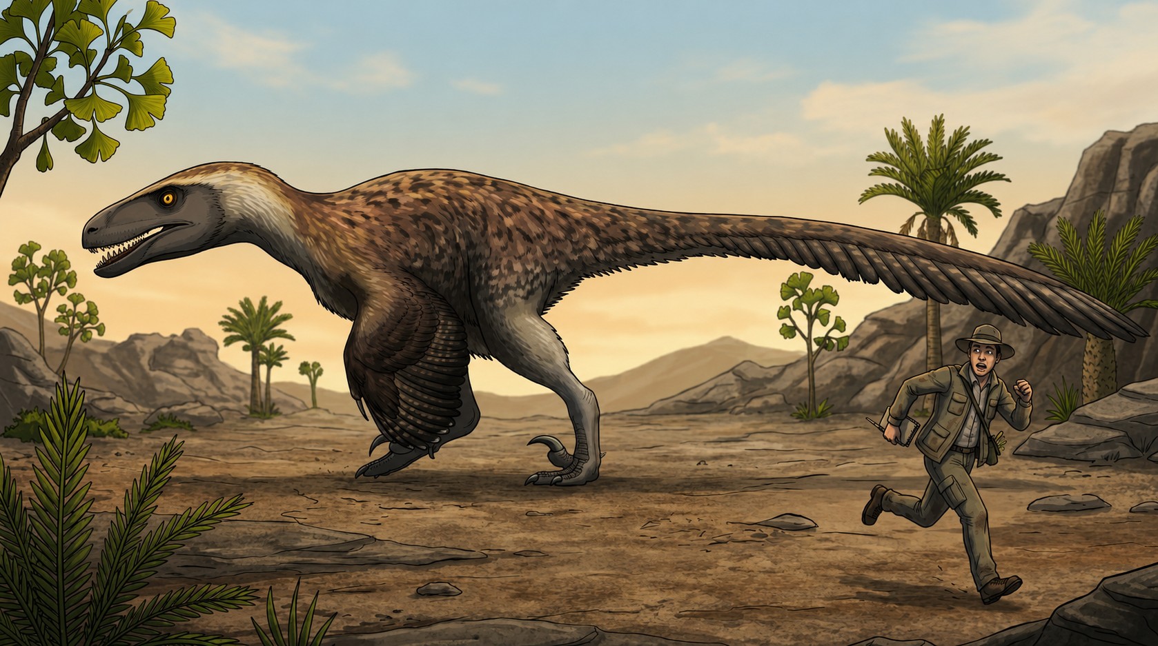 Utahraptor (Utahraptor ostrommaysi) rekonstrukciós illusztráció